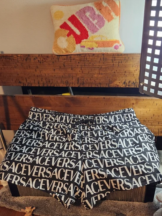 VERSACE All Over Logo Board Shorts - Picture 1 of 12